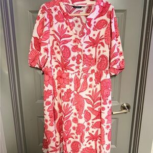 BloomChic Pink and White Floral Midi Dress